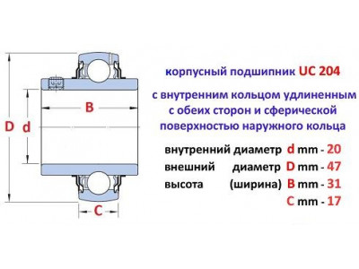 Подшипник uc размеры